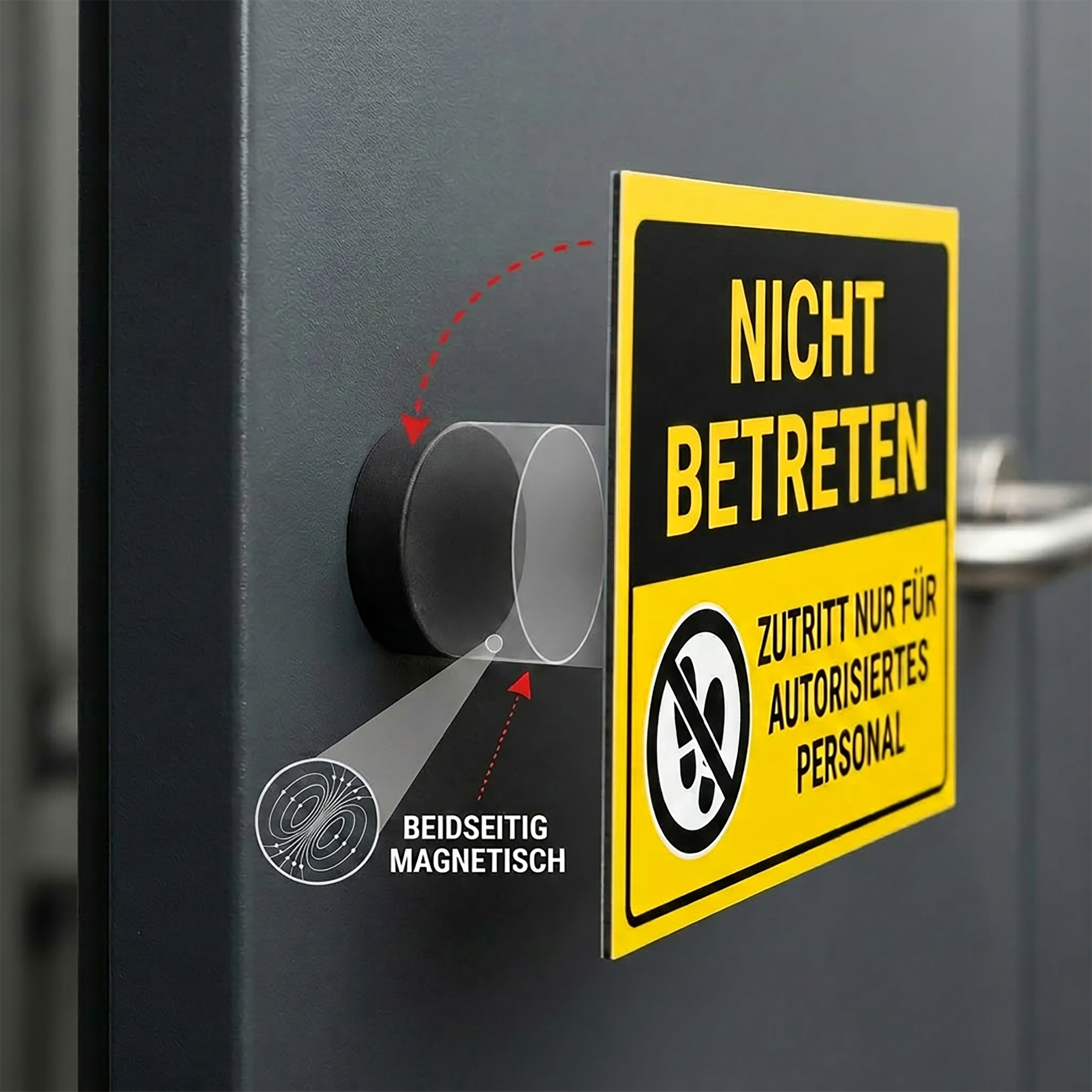 Gummiertes Magnetsystem Ø43x9mm, beidseitig magnetisch, Anwendung