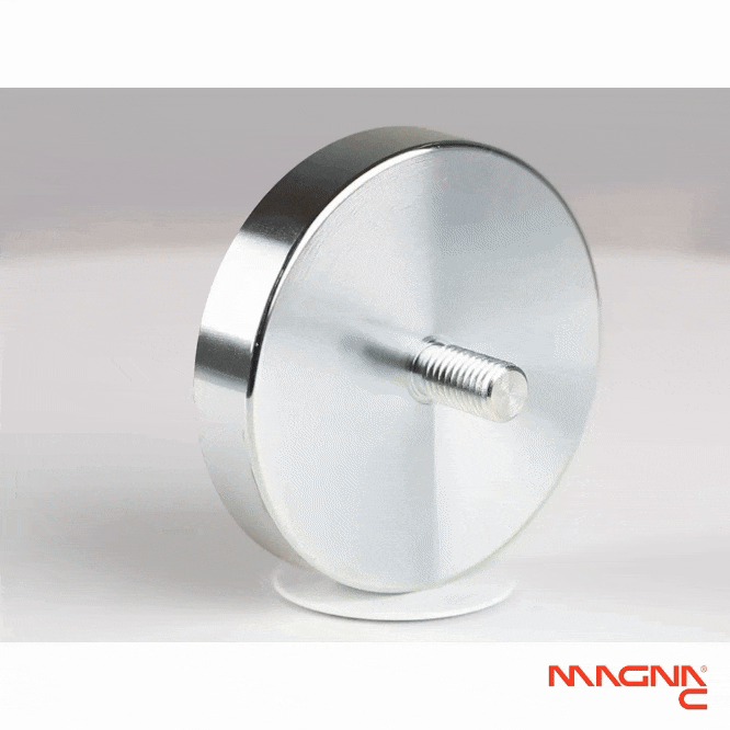 Neodym Flachgreifer mit Gewindezapfen Ø75x15mm 360° Anblick