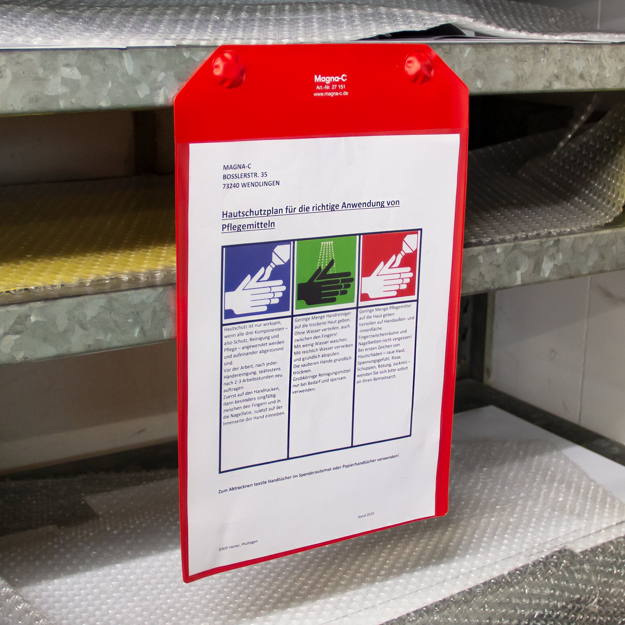 Magnettasche rot 220x300mm mit Neodym-Magneten für DIN A4 Anwendung