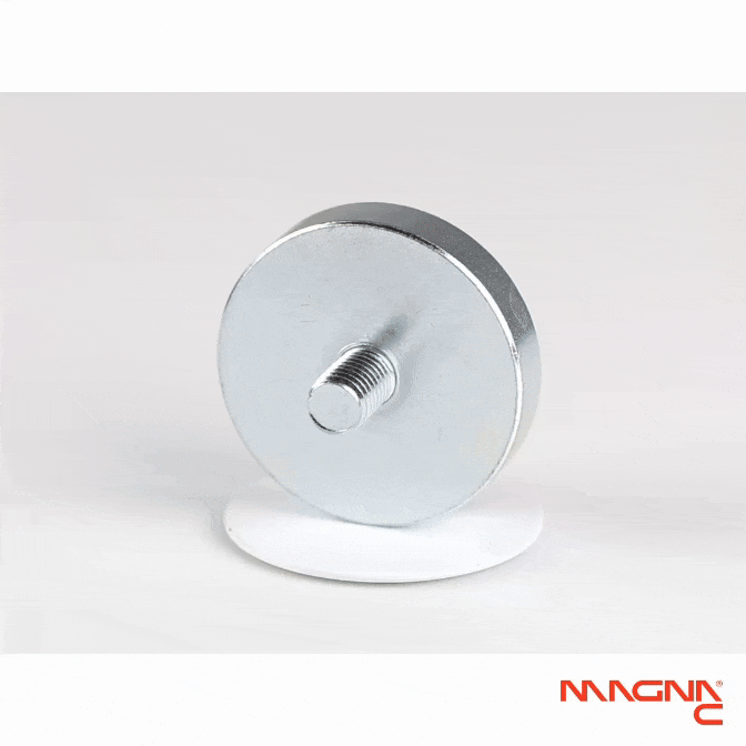 Neodym Flachgreifer mit Gewindezapfen Ø40x8mm 360° Anblick
