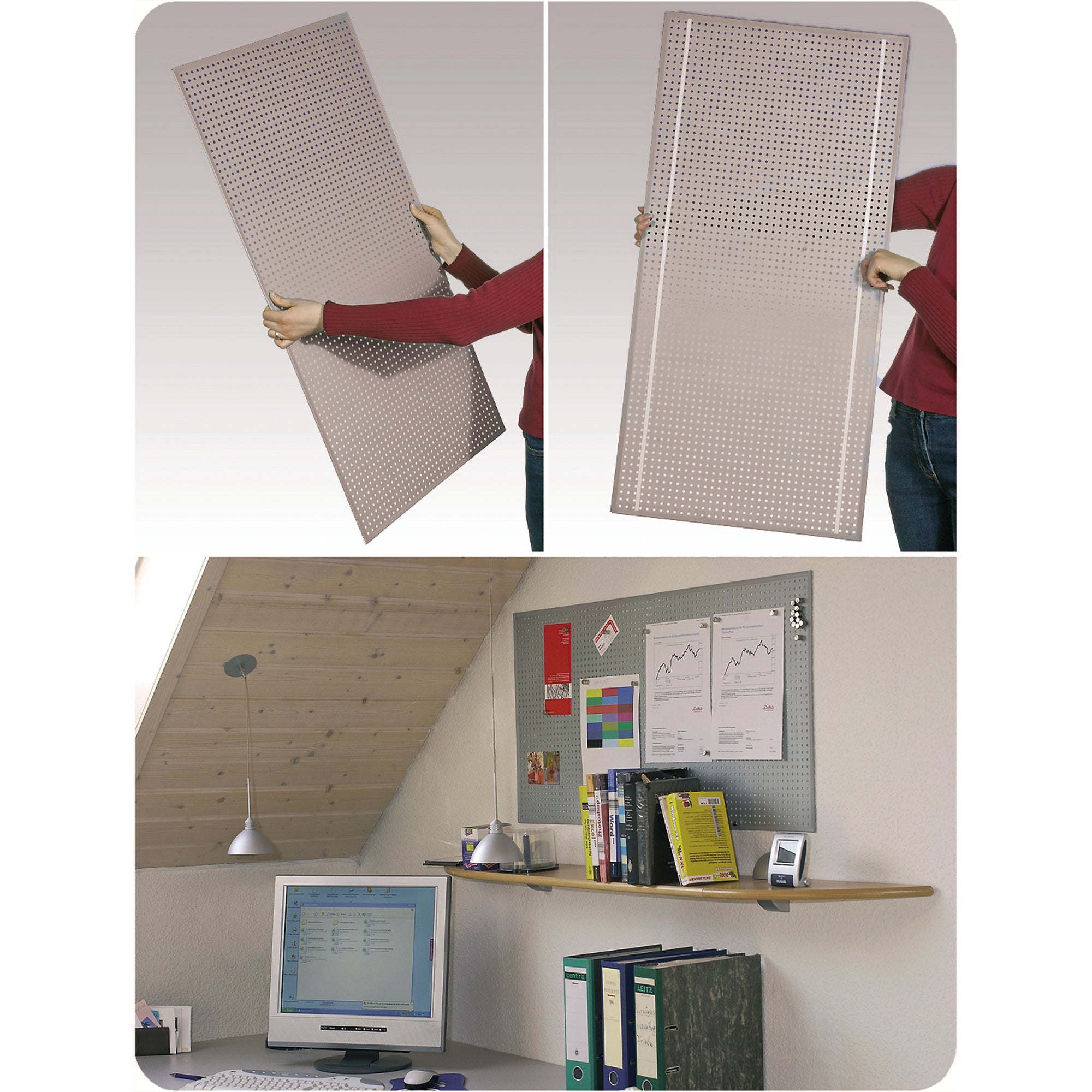 Flache Lochblech-Hafttafel 1000x500mm Anwendung