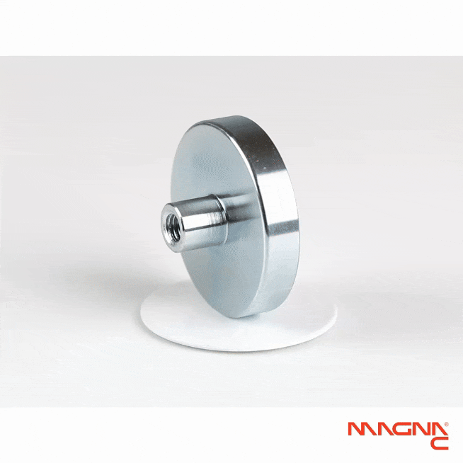 Neodym Topfmagnet Ø40x18mm mit Gewindebuchse 360 Grad Darstellung