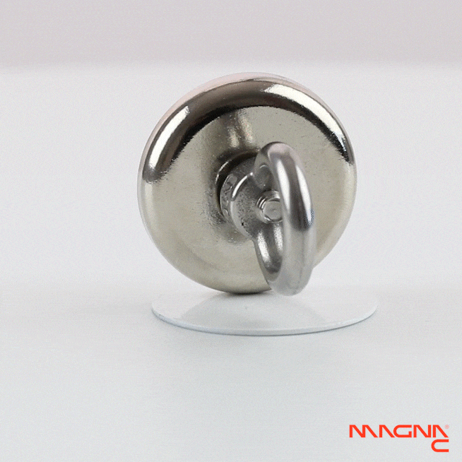 Neodym-Flachgreifer Ø40x7,8mm mit Öse 360° Darstellung