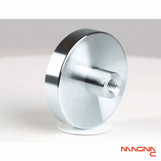 Neodym Topfmagnet Ø75x34mm mit Gewindebuchse 360 Grad Darstellung