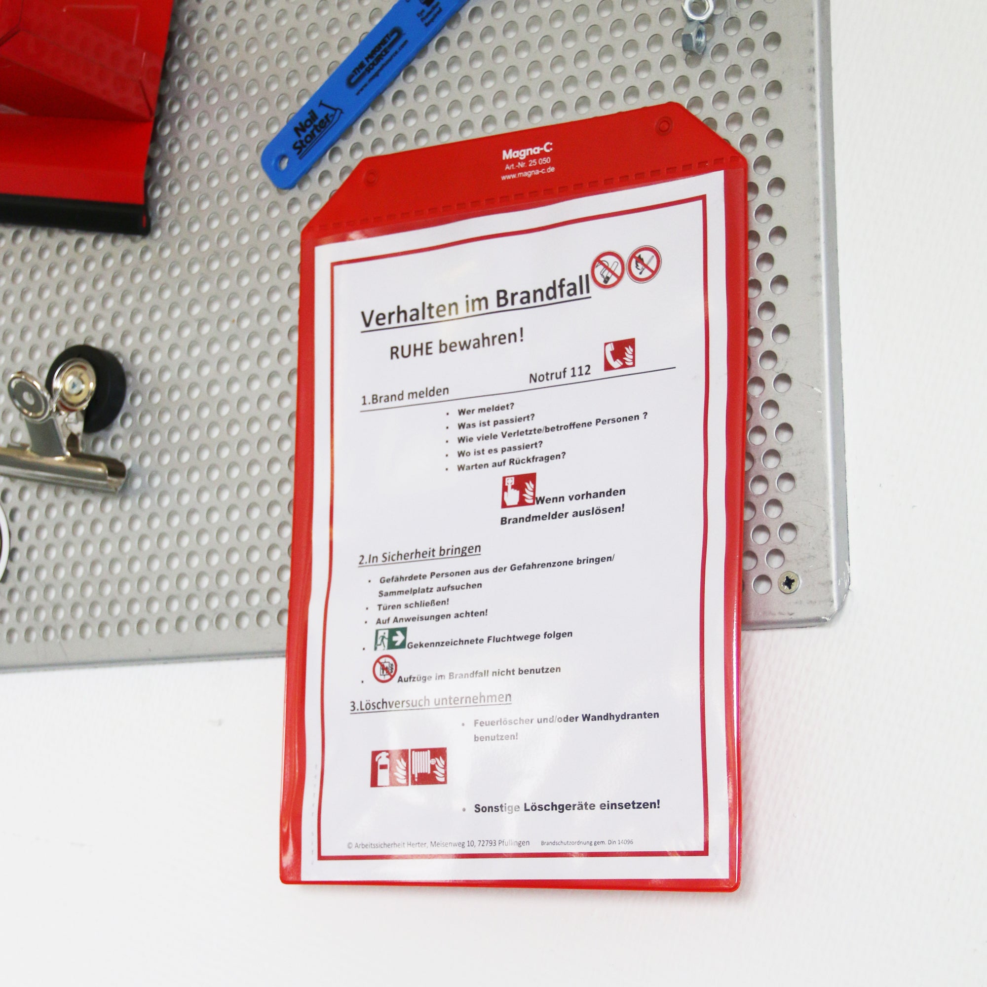Magnettasche rot 220x300mm mit Magnetband für DIN A4 Anwendung