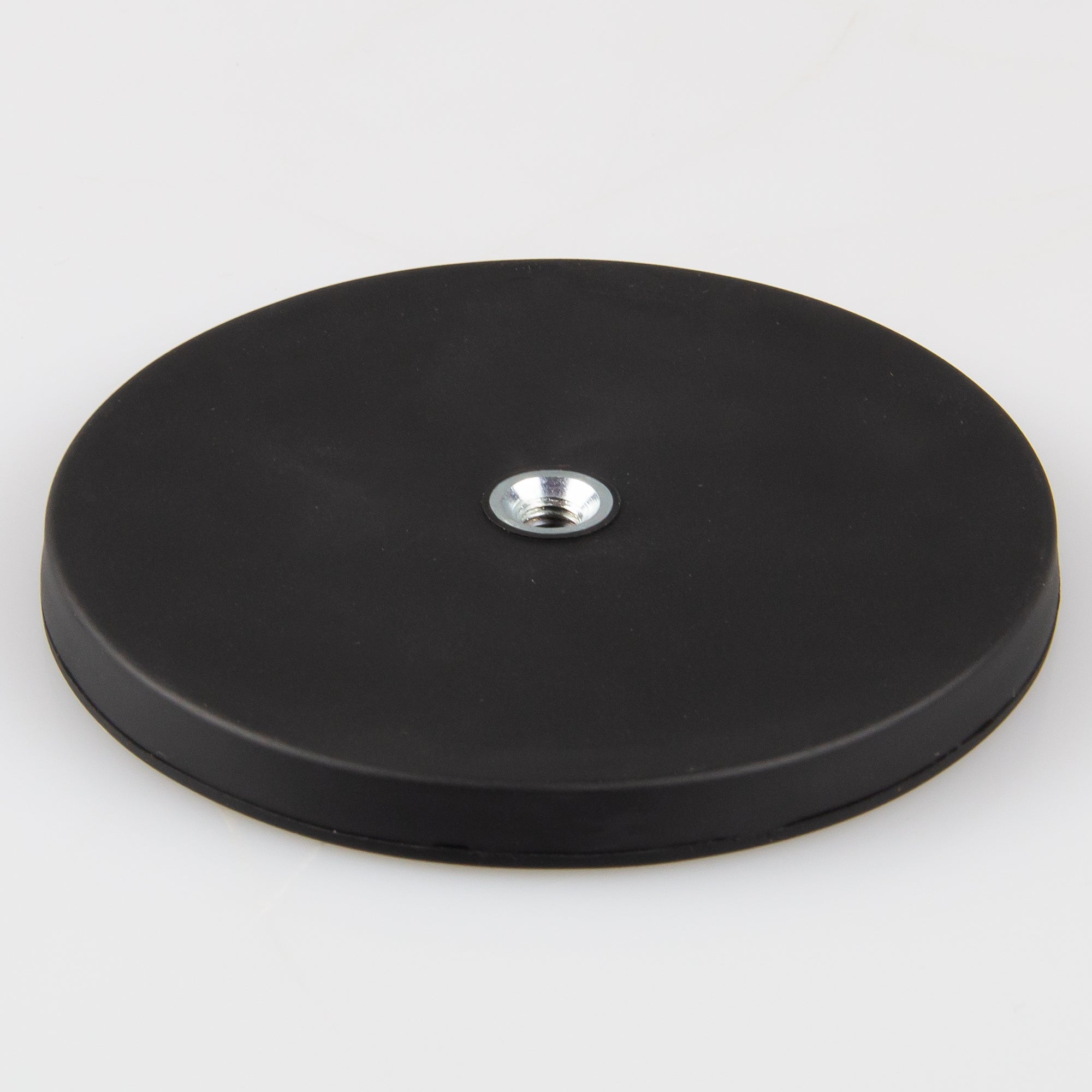 Gummiertes schwarzes Magnetsystem Ø88x8,5mm mit Innengewinde M6