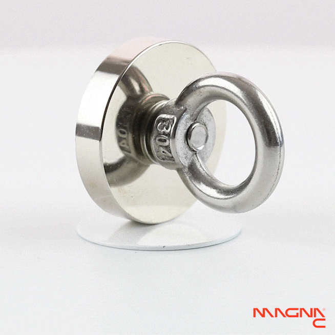 Neodym-Flachgreifer Ø45x8,7mm mit Öse 360° Darstellung
