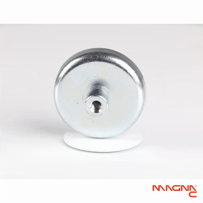 Neodym Topfmagnet Ø47x20,5mm mit Gewindebuchse 360 Grad Darstellung