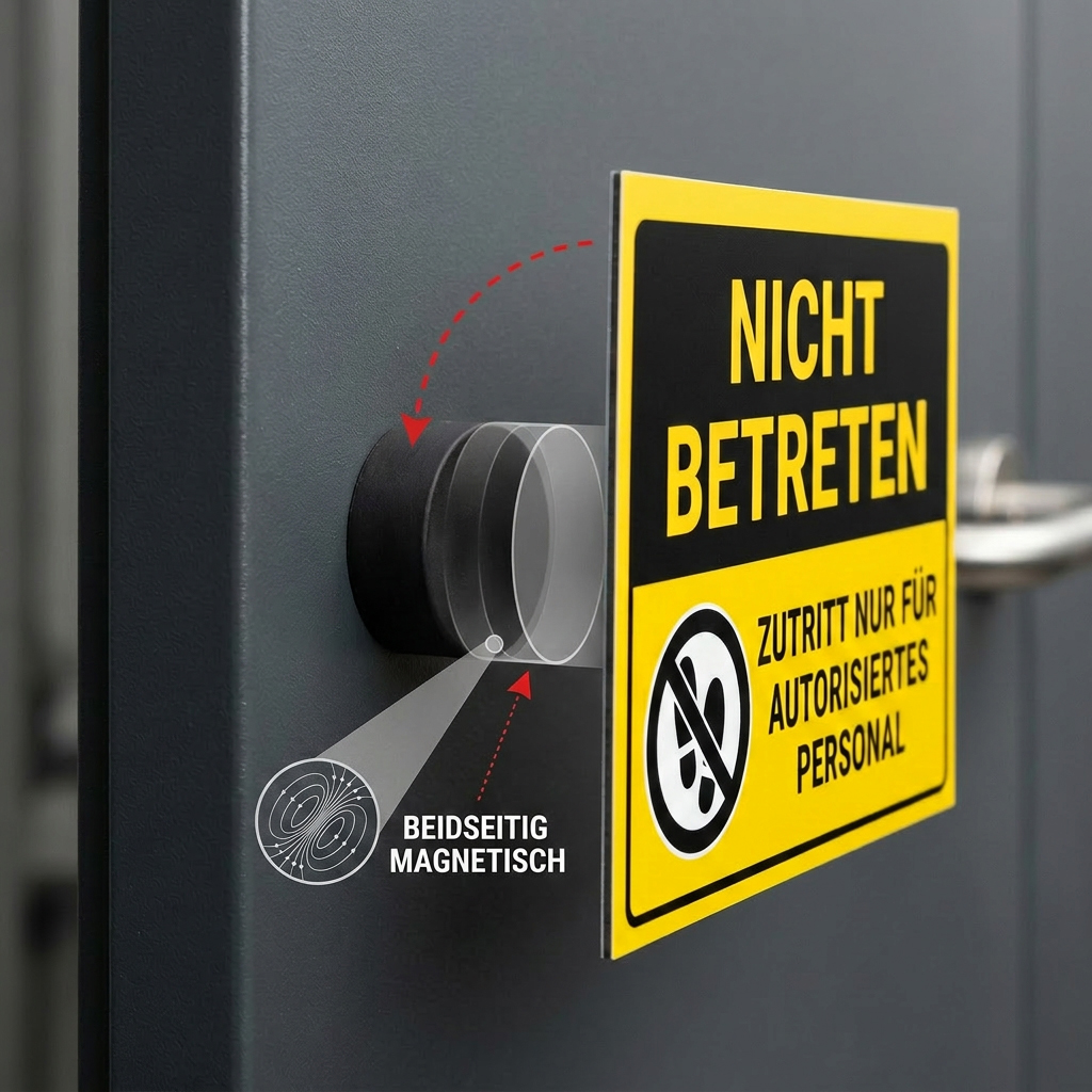 Gummiertes Magnetsystem Ø22x9mm, beidseitig magnetisch, Anwendung