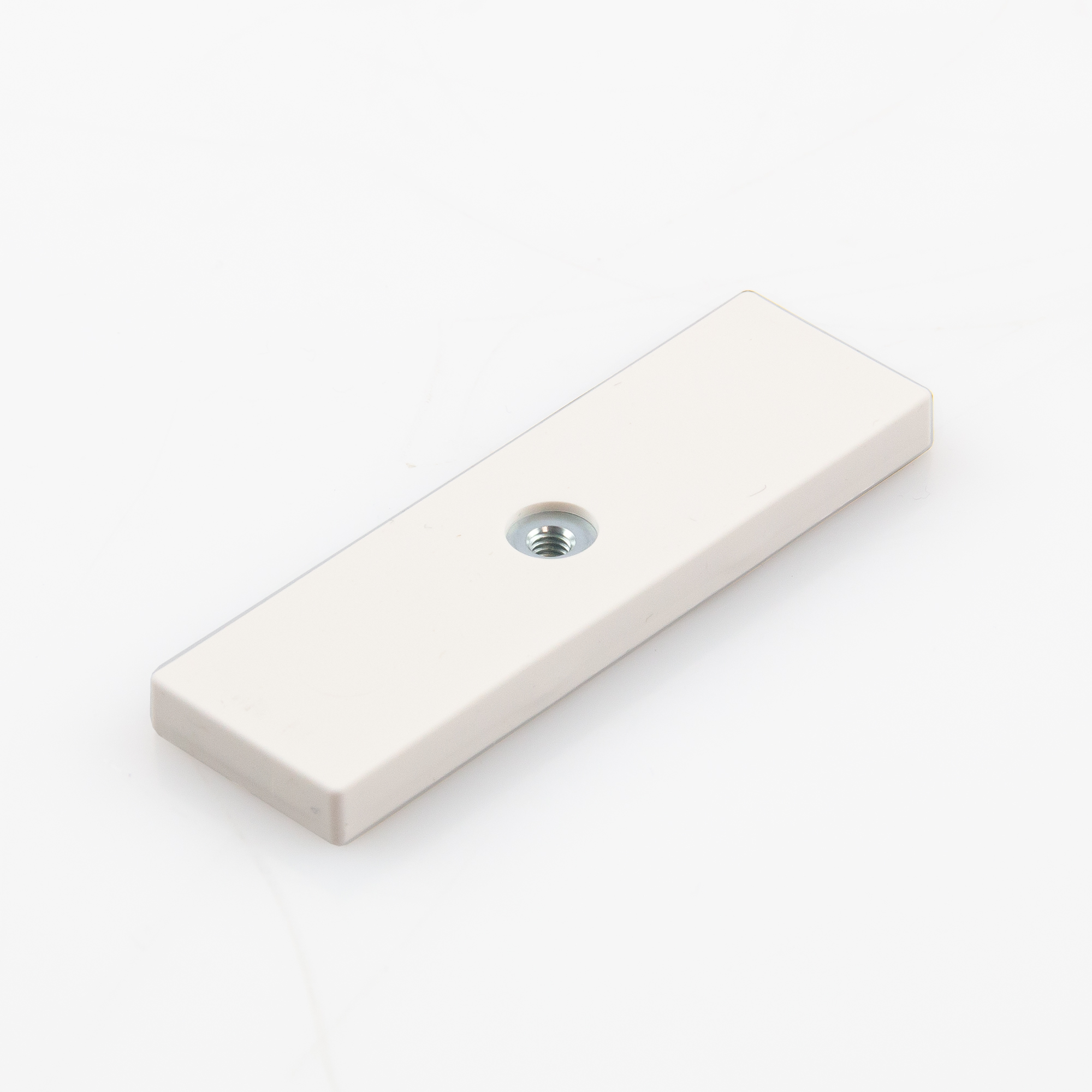 Gummiertes Magnetsystem 75x22,5x6mm mit Innengewinde M4, Farbe: weiß