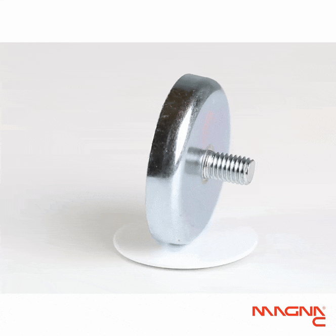 Neodym Flachgreifer mit Gewindezapfen Ø47x9,2mm 360° Anblick