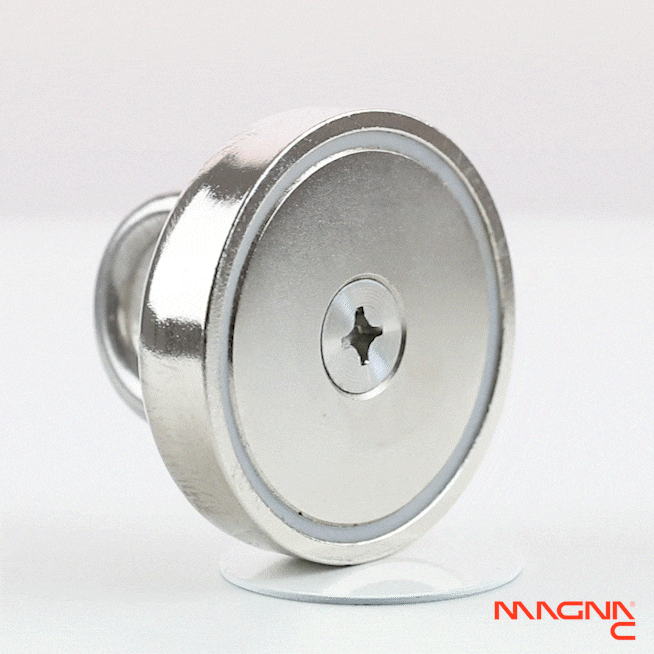 Neodym-Flachgreifer Ø60x15mm mit Öse 360° Darstellung