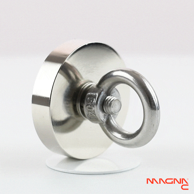 Neodym-Flachgreifer Ø50x10,7mm mit Öse 360° Darstellung