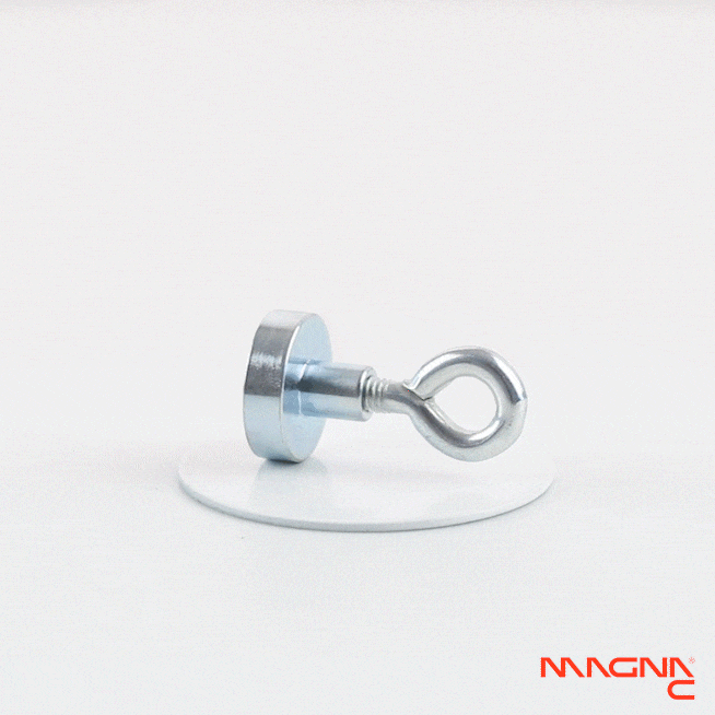 Neodym-Flachgreifer Ø16x4,5mm mit Öse 360° Darstellung