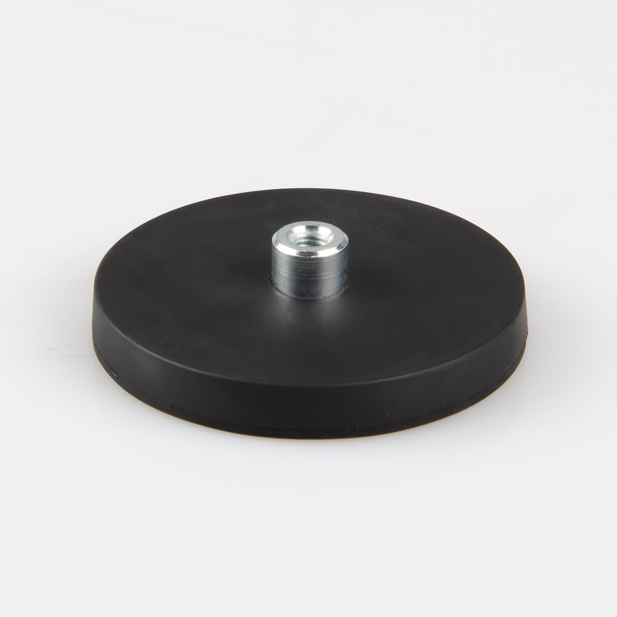 Gummiertes schwarzes Magnetsystem Ø57x7,6mm mit Gewindebuchse M5